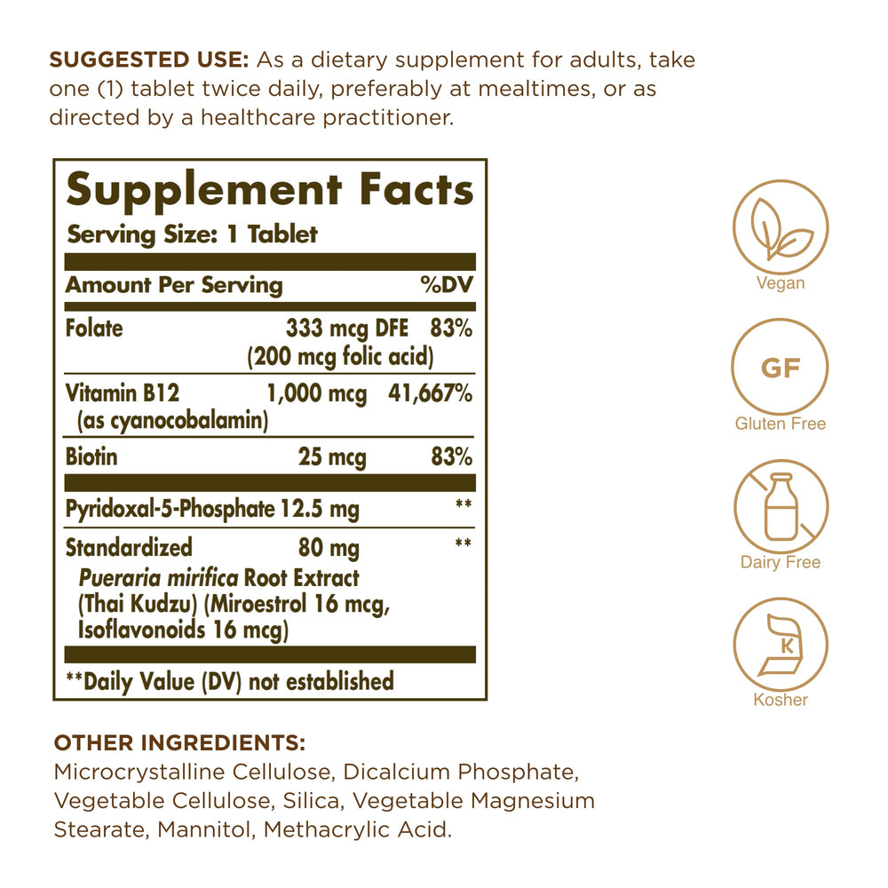 Solgar Women’s Balancing Formula capsules for plant-based energy and balance.