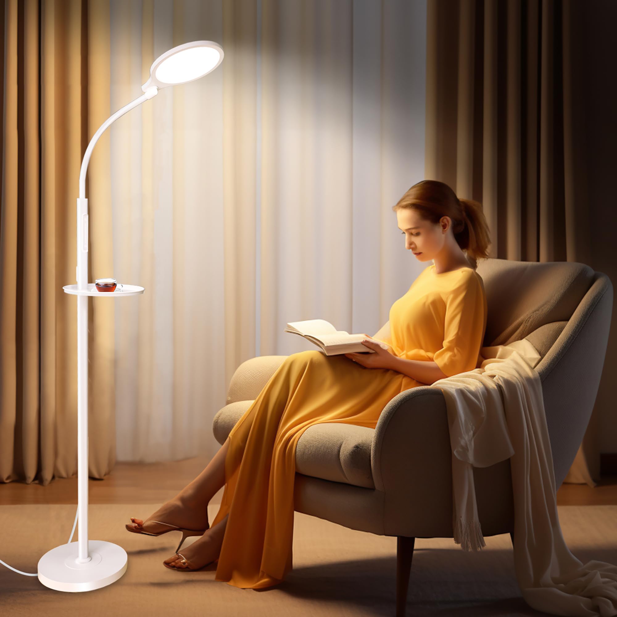 SOLLA light therapy floor lamp front view with UV-free full spectrum light for mood and energy