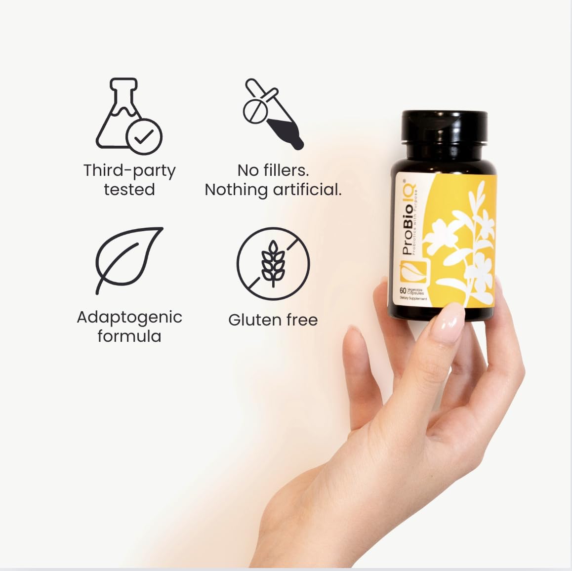 Solle Naturals ProBio IQ with glass of water for a simple daily ritual