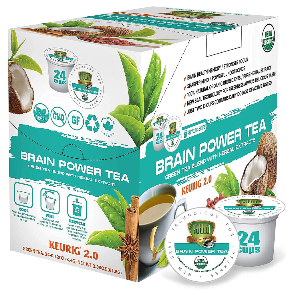 Sollo Brain Power pods front view, hinting at a focused morning routine.