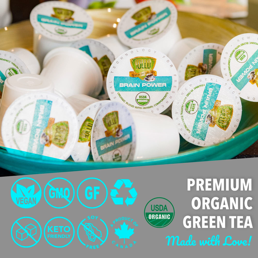 Sollo Brain Power in action, cinnamon-spiced tea ready to sip.