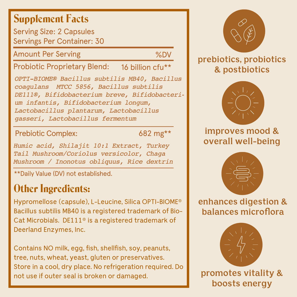 Solluna Humic Acid bottle emphasizing mineral-rich prebiotic support for absorption