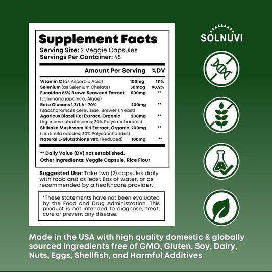 Solnuvi capsules close-up showing easy daily supplementation for immune wellness.