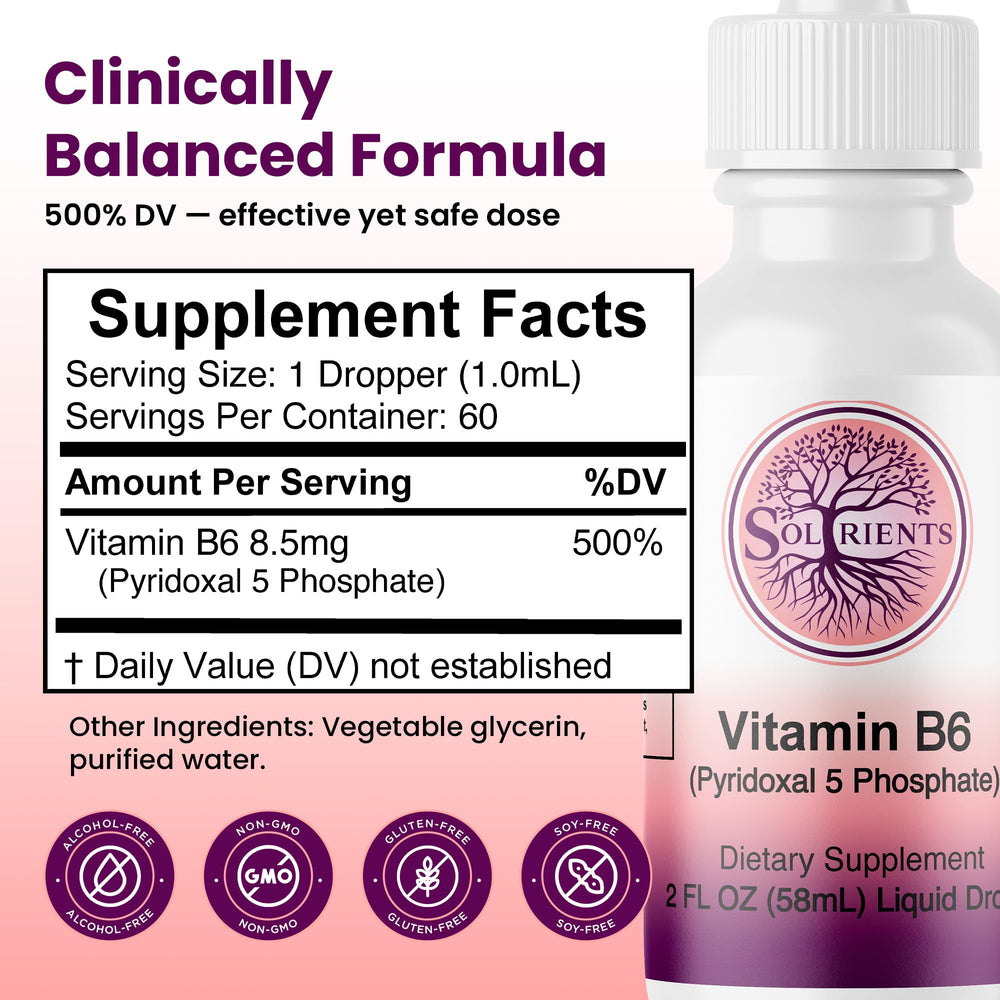 Soltrients B6 P5P alcohol-free banner on packaging