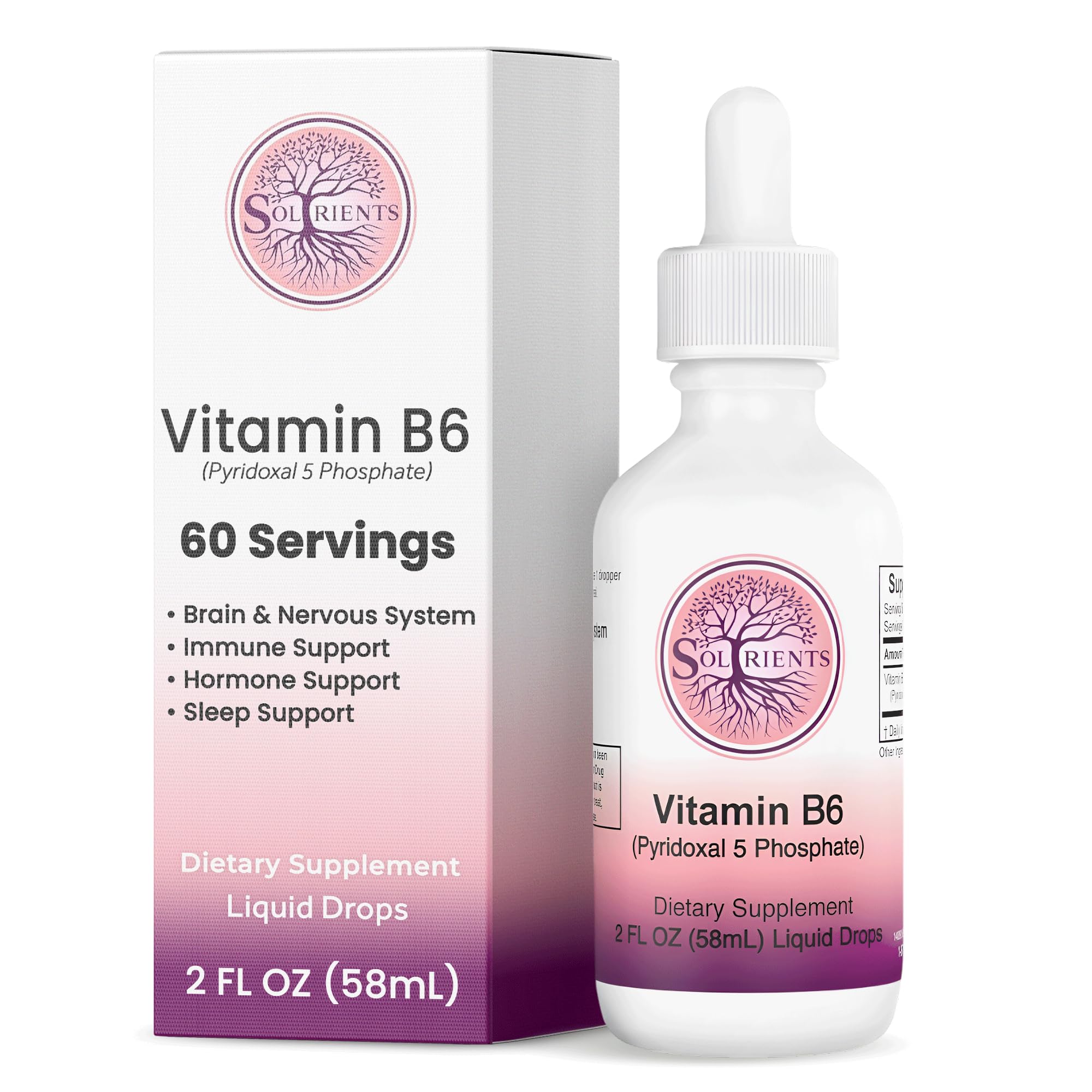 Soltrients B6 P5P bottle front showing active B6 form for daily energy support