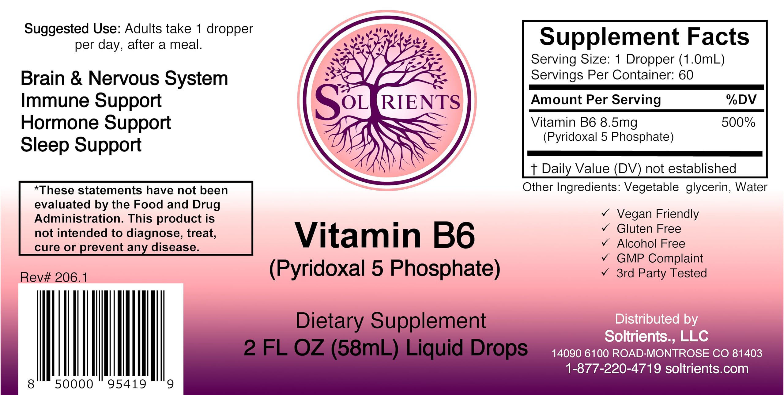 Soltrients B6 P5P supplement drops in liquid form for easy use