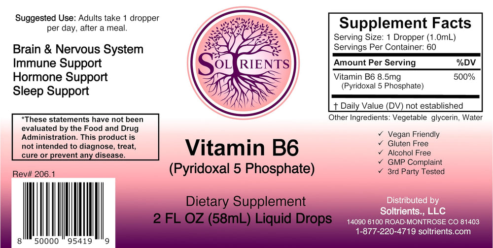 Soltrients B6 P5P supplement drops in liquid form for easy use
