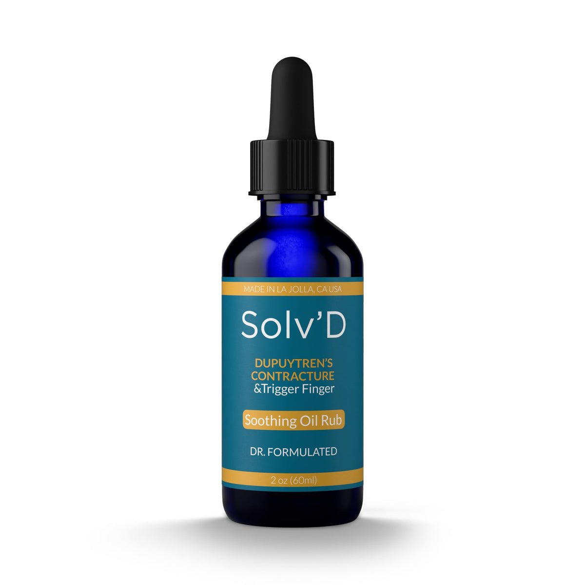 SOLV'D bottle pour shows easy application for quick hand relief.