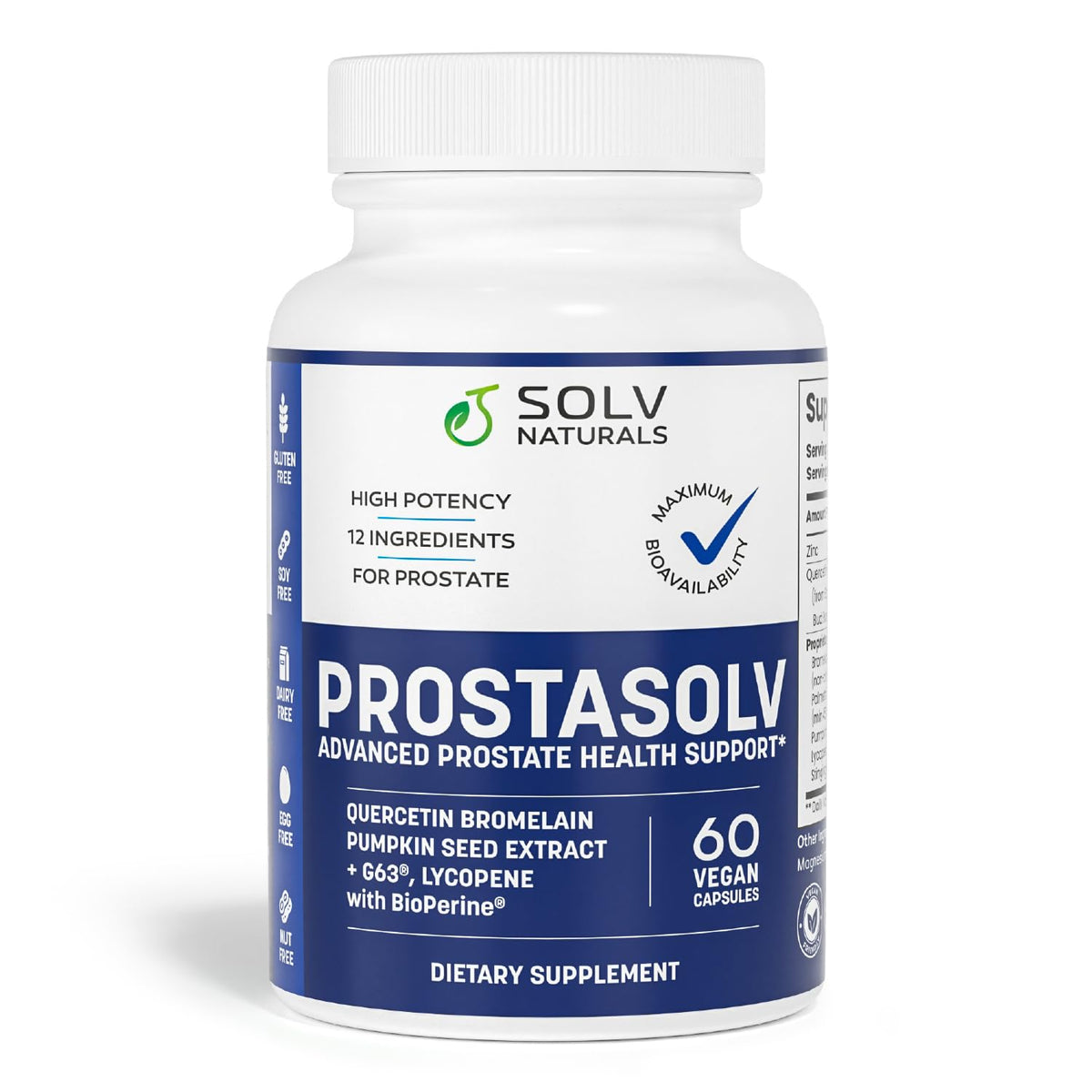 SOLV NATURALS PROSTASOLV bottle on counter promoting pelvic comfort.