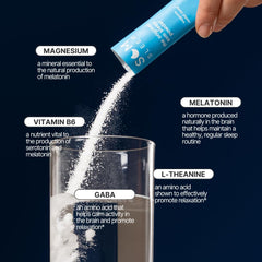 Melatonin 3mg label on Som Sleep bottle highlights sleep onset support.