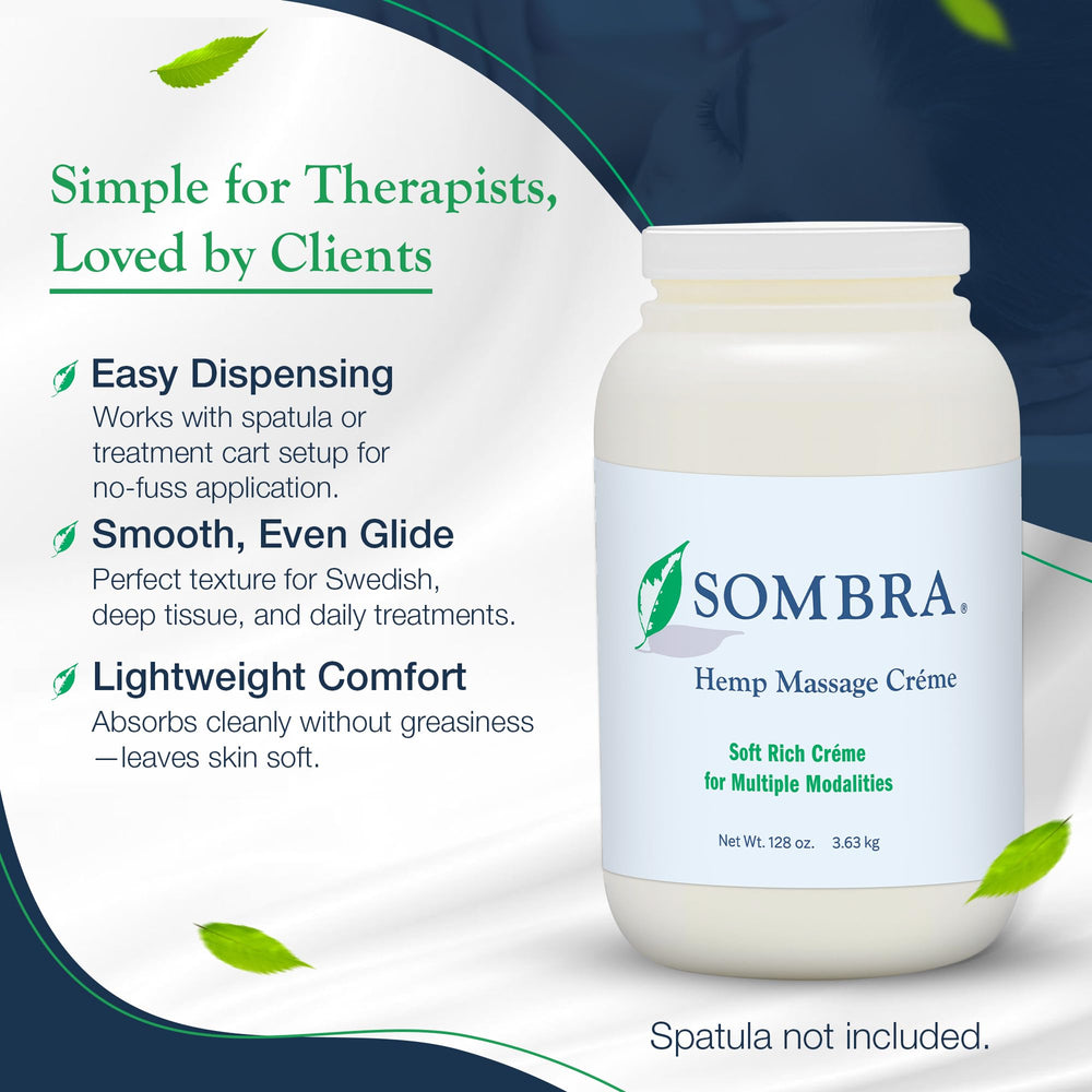 Sombra Hemp Massage Crème being applied by hand for targeted relief and comfort.