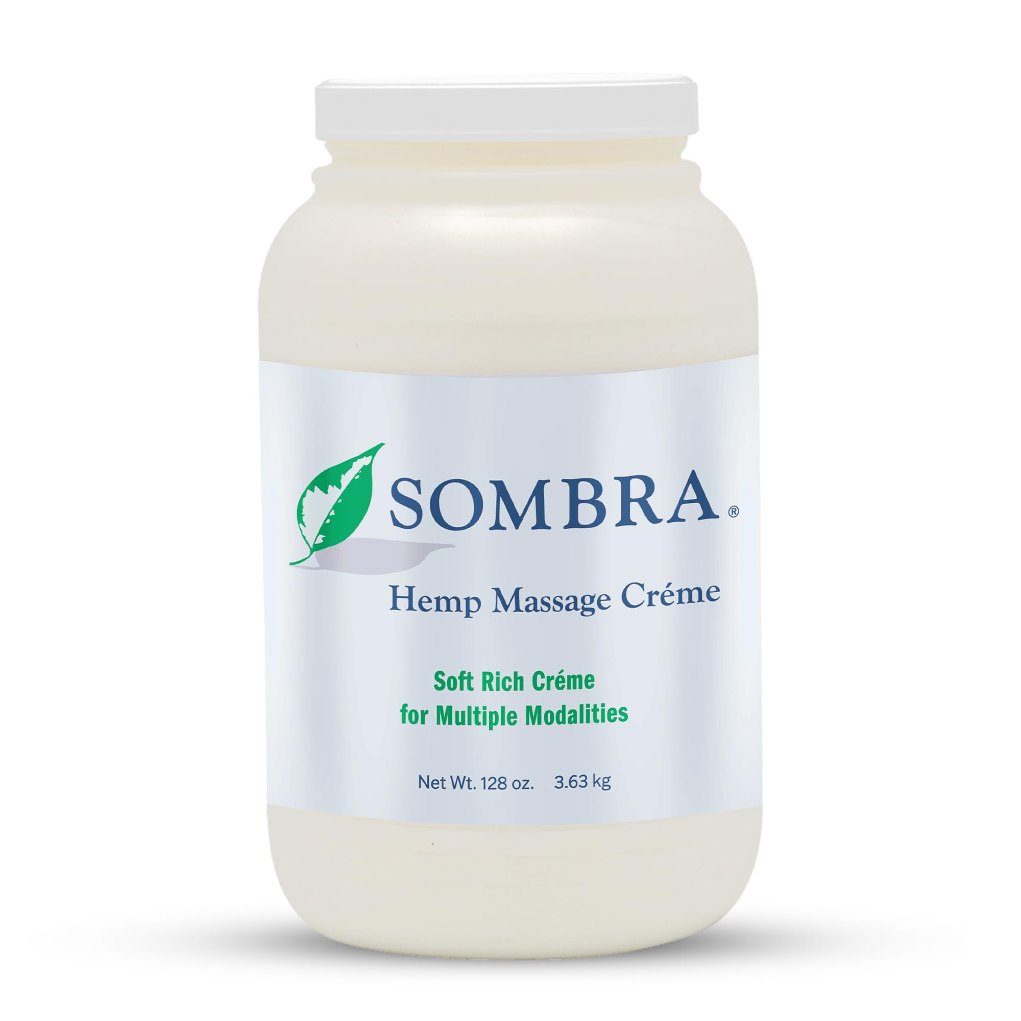 Sombra Hemp Massage Crème bottle close-up for soothing sore muscles.