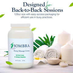 Sombra Hemp Massage Crème jar side view ready for home use.