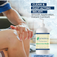 Athlete applying Sombra gel after workout for post-workout recovery support