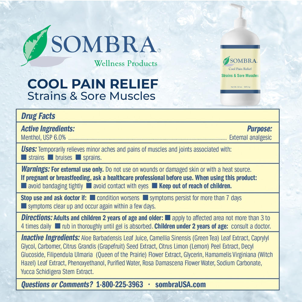 Sombra Original cooling gel applied to the back and shoulder area