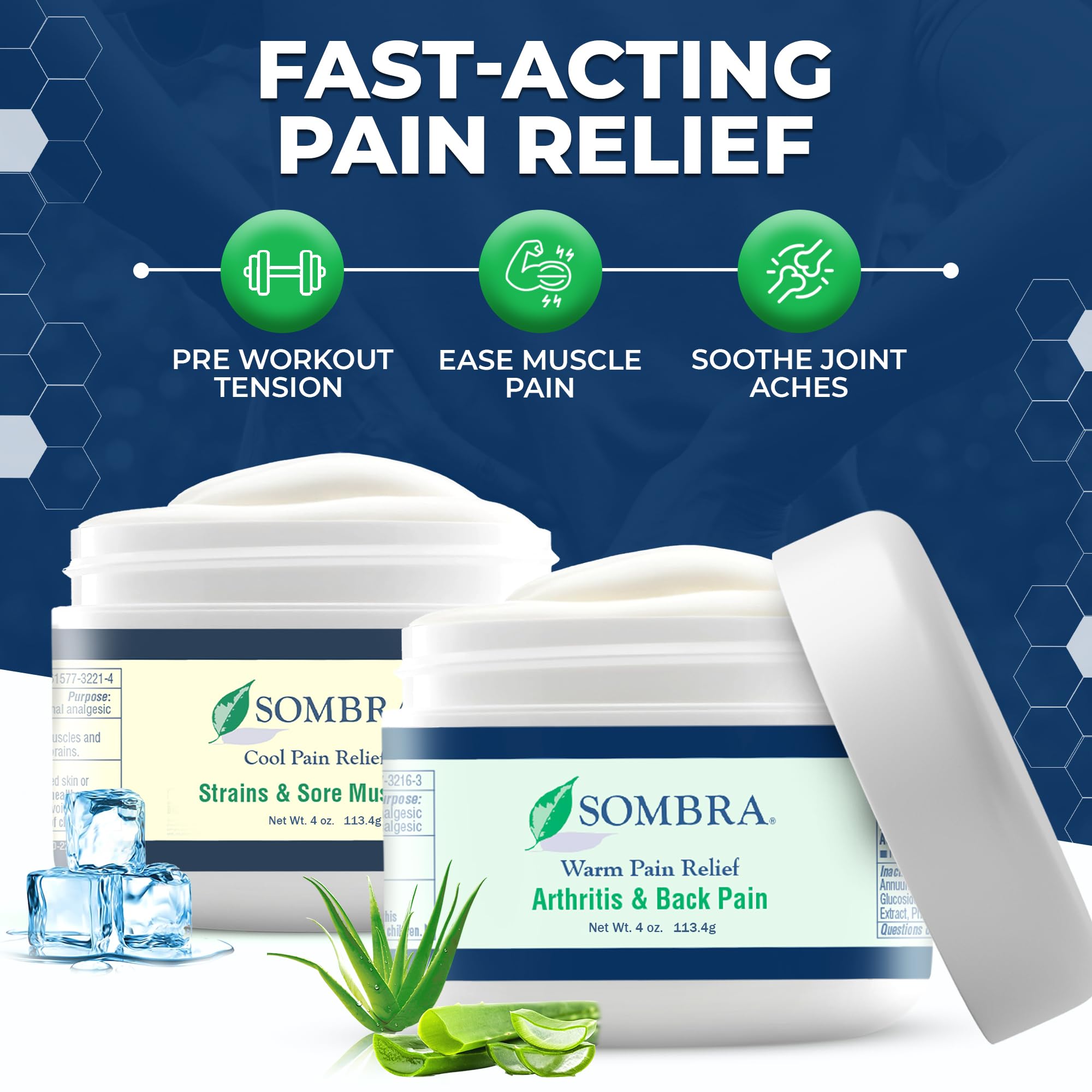 Sombra Warm Therapy Gel jar provides soothing warming relief at home.
