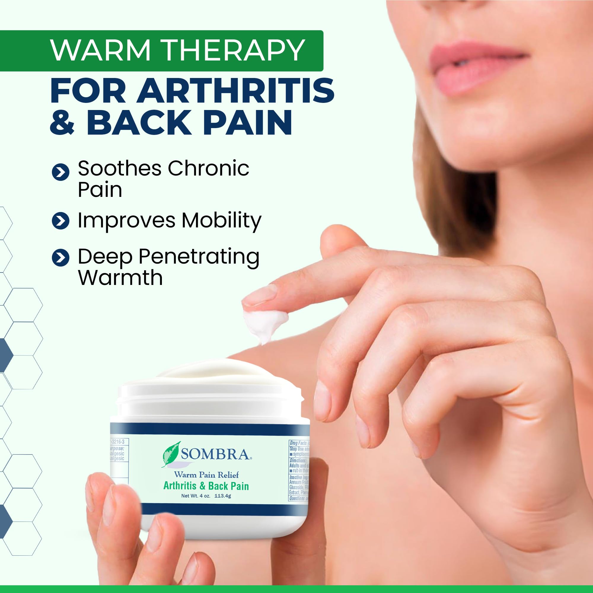 Sombra Warm Therapy Gel packaging emphasizes on-the-go use.