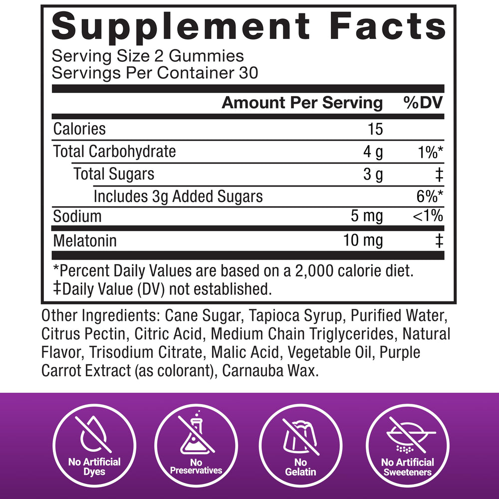 Somnapure Gummies purple packaging highlights Dream Berry flavor and brand identity