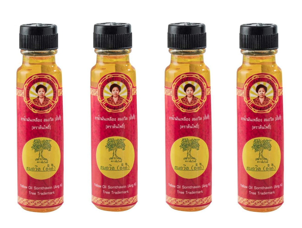 Somthawin Angki Hotel Spa yellow oil bottle pour for quick training warm-ups