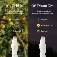 Sonc dream-dive 13-oil blend roll-on emphasizing calm and balance.