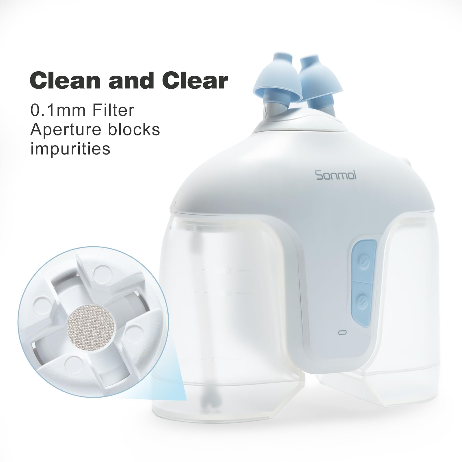 Sonmol included measuring cup for accurate preparation of nasal rinses