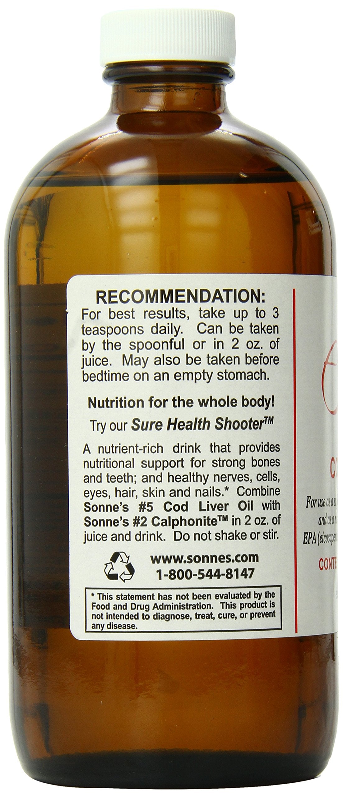 Sonne's cod liver oil No. 5 highlights North Atlantic sourcing for purity.