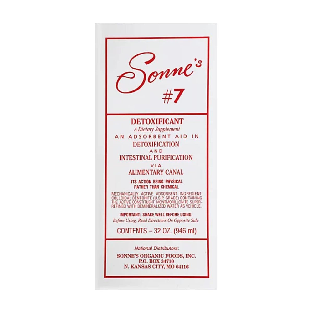 Sonne's Detoxificant7 bottle closeup showing amber glass protection for potency