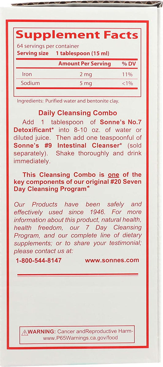 Sonne's Detoxificant7 label detail emphasizes purity and ingredient clarity