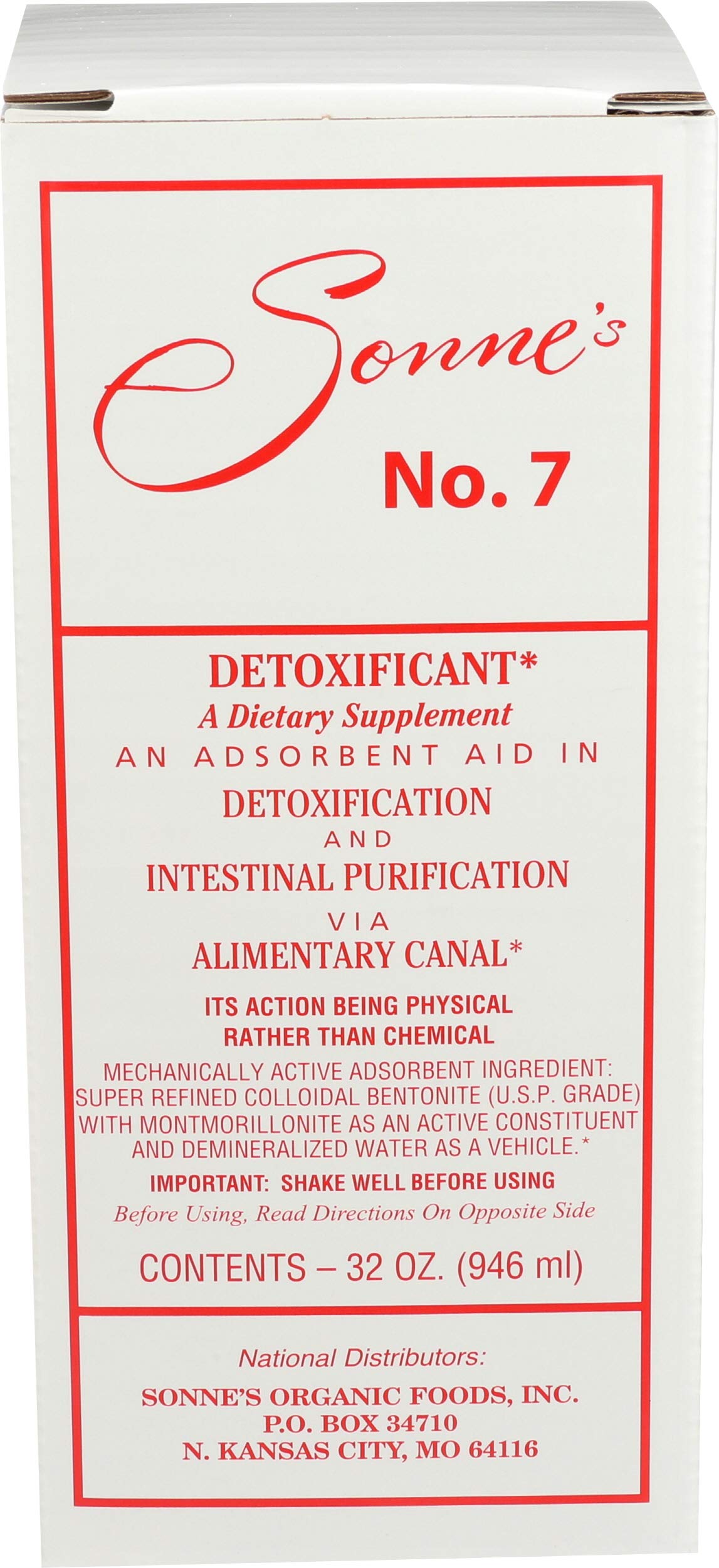 Sonne's No 7 Detoxification bottle label highlighting mineral ingredients