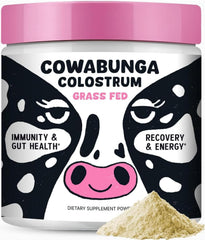 SonoHealth Cowabunga Colostrum tub front showcasing premium packaging and purity for daily immune support