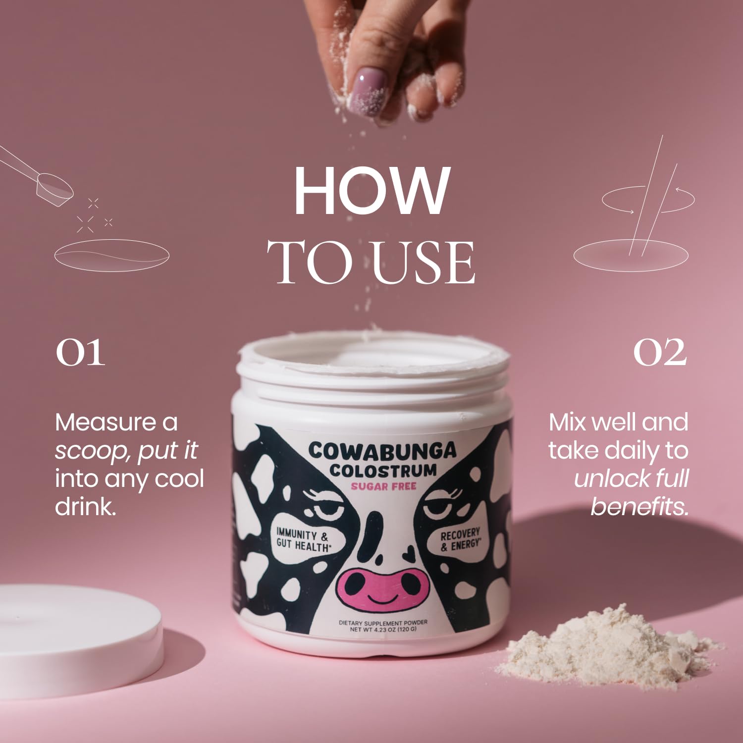 SonoHealth Cowabunga Colostrum scoop 3g for easy dosing