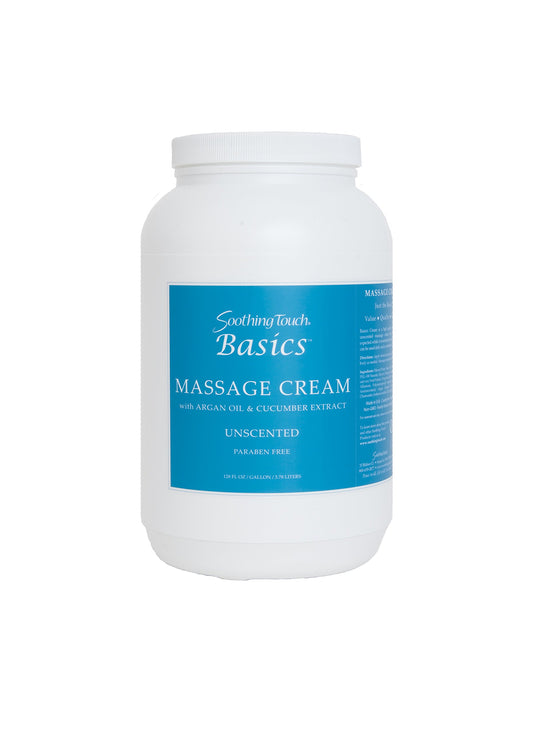 Soothing Touch Basics Massage Cream unscented—gentle, moisturizing formula for sensitive skin and daily massage.