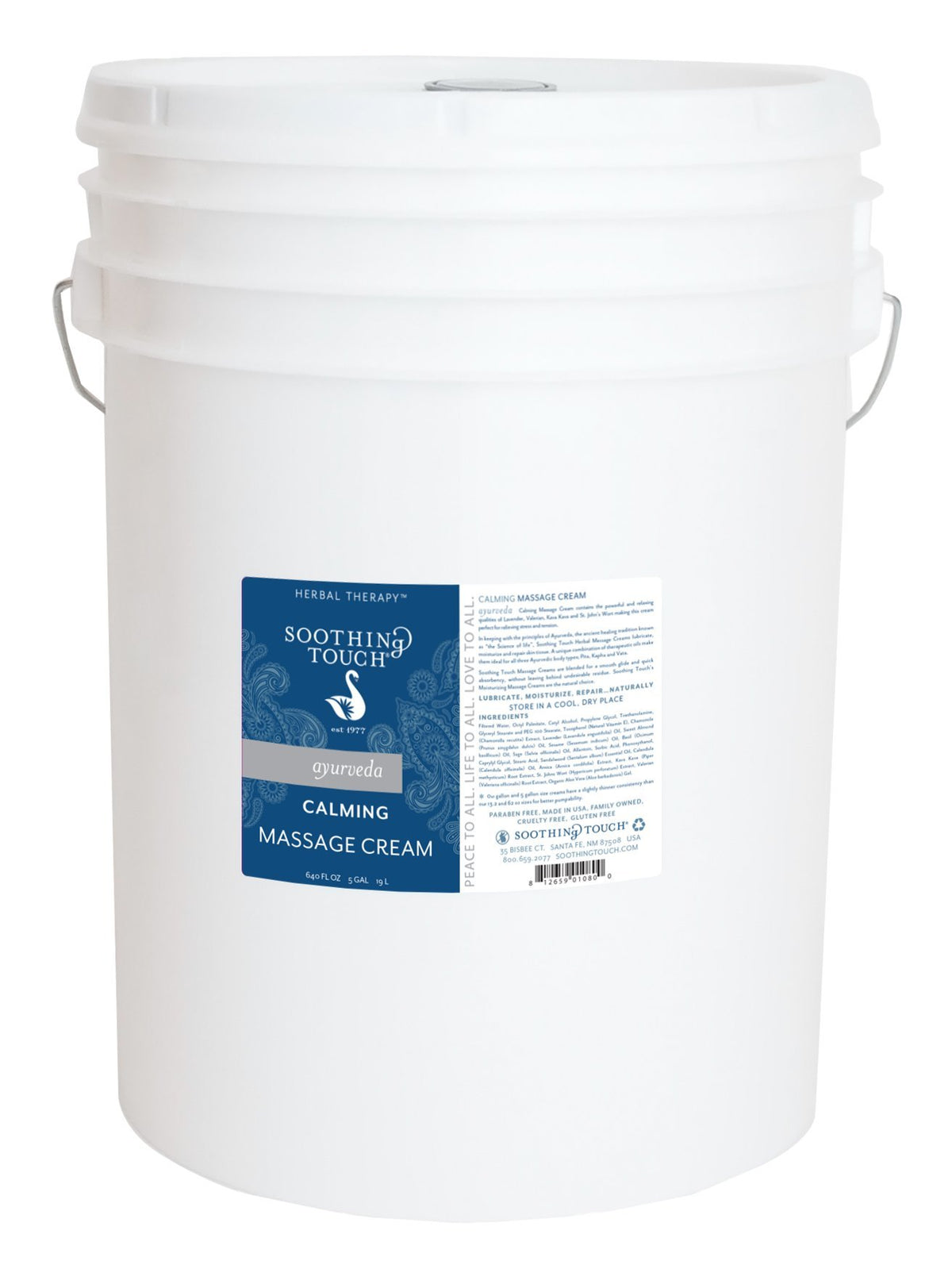 Soothing Touch Calming Cream Lavender 5 Gallon pump for relaxed muscles and peace