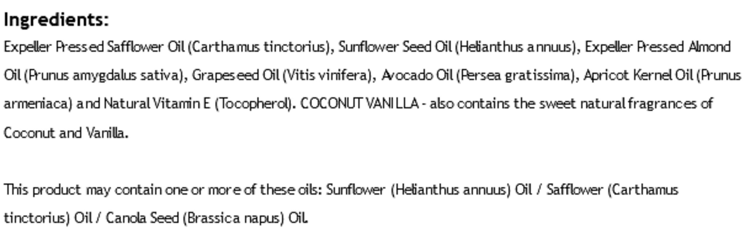 Soothing Touch coconut vanilla massage oil gallon shows bulk-size option for clinics.