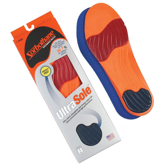 Sorbothane Ultra Sole Insole top view showing moisture-wicking Cambrelle for odor control.