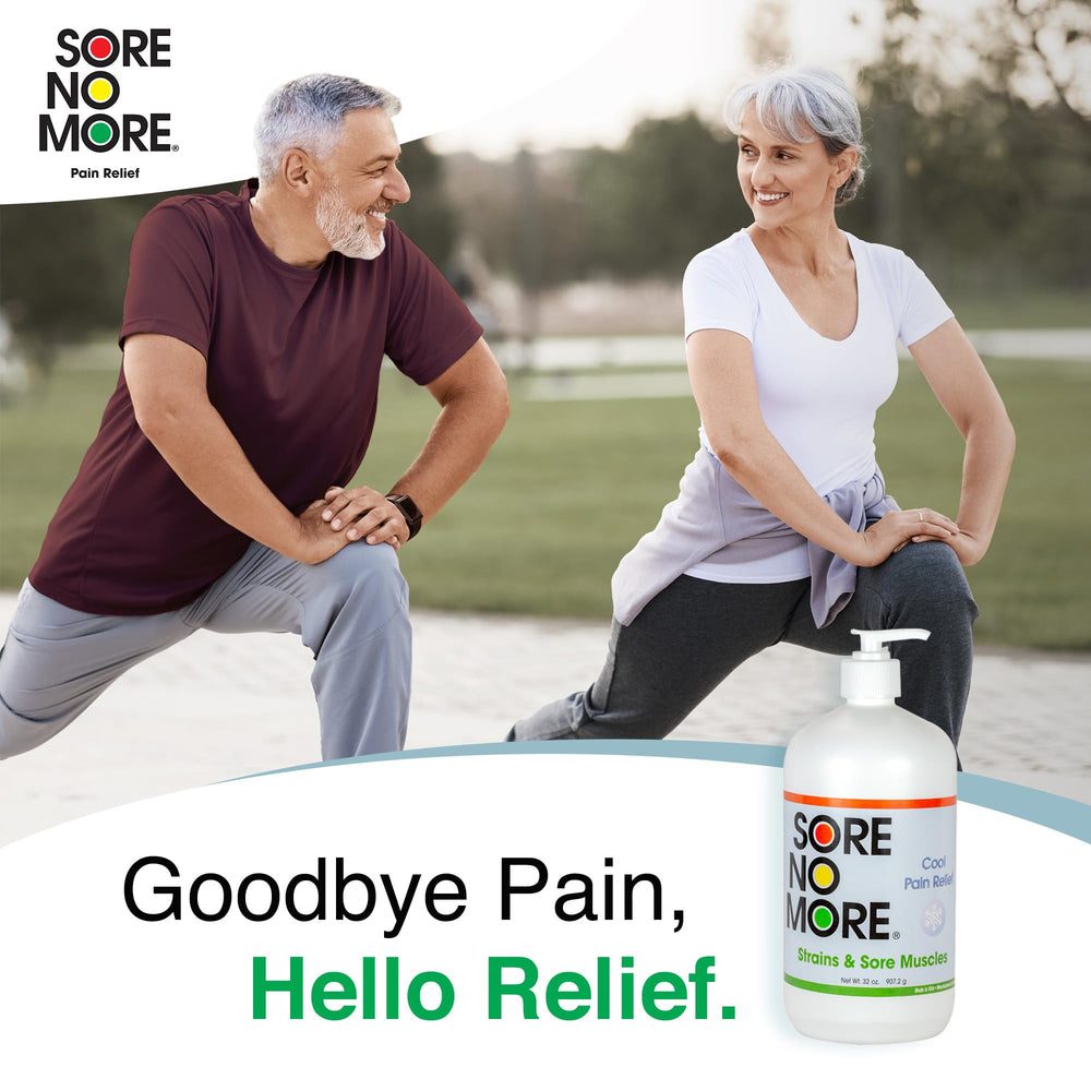 Sore No More 32oz pump bottle enables easy, repeatable application.