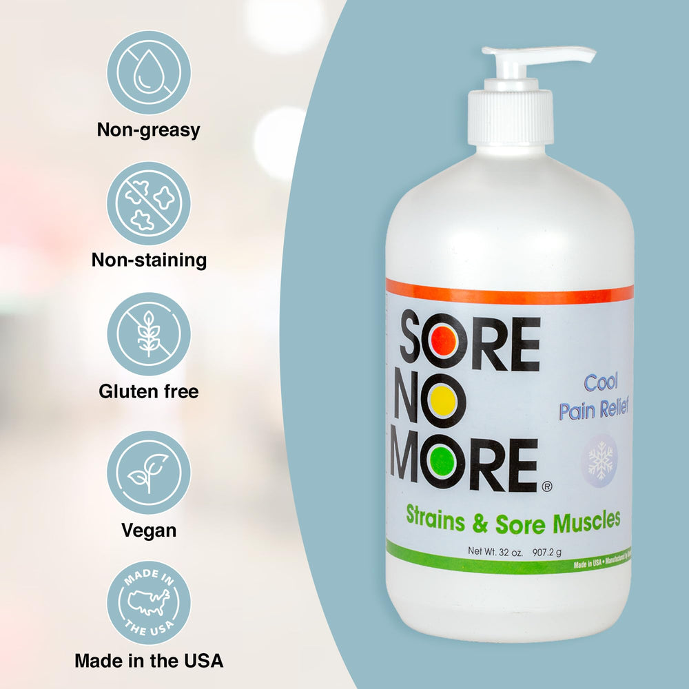 Sore No More fast-absorbing gel leaves no greasy residue on skin.