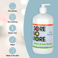 Sore No More fast-absorbing gel leaves no greasy residue on skin.