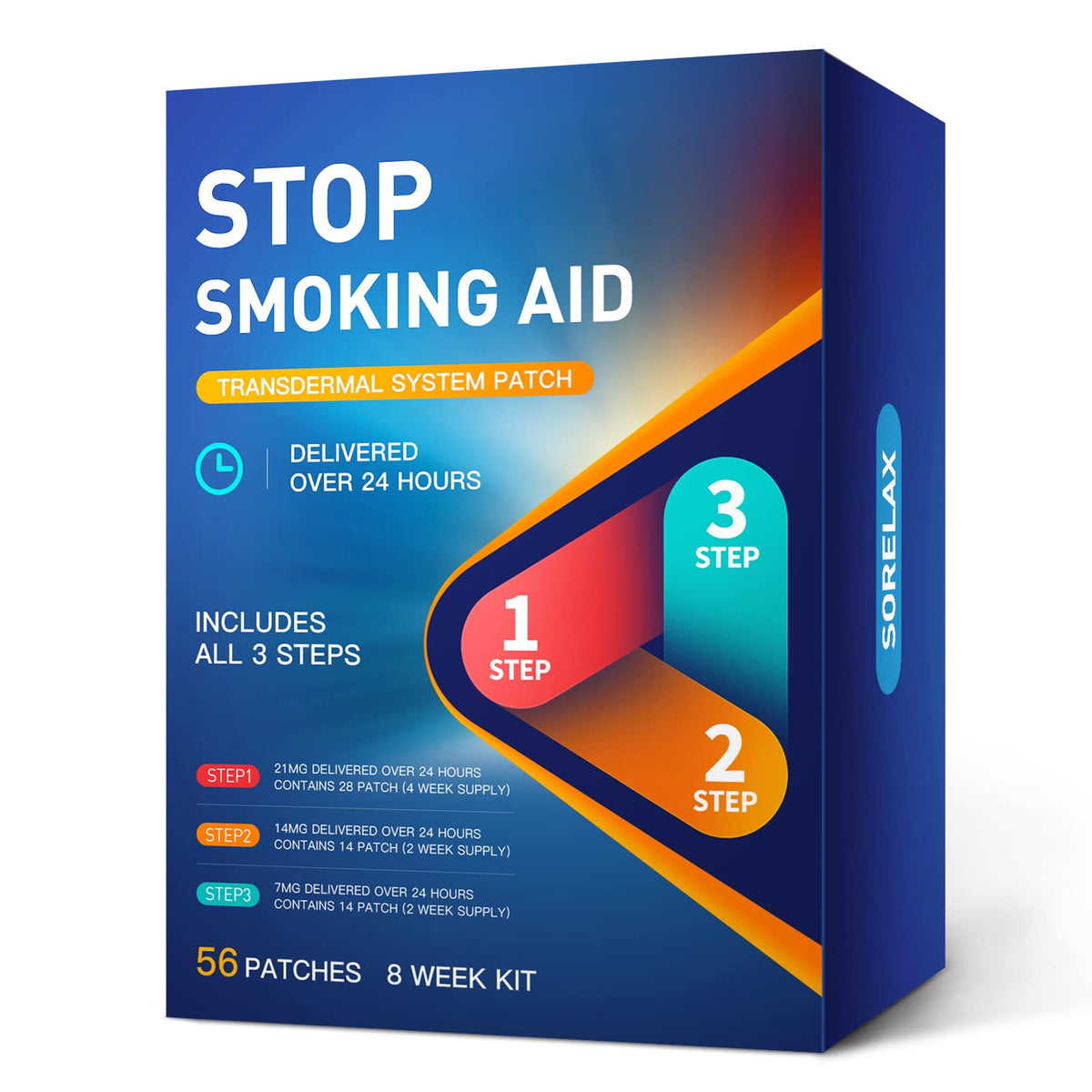 Sorelax Quit Smoking Patches box front with clear branding