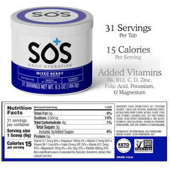 SOS Hydration keto-friendly electrolytes support steady hydration with 15 calories