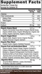 SOTRU Fruitful Greens organic non-GMO badge signaling clean gluten-free nutrition