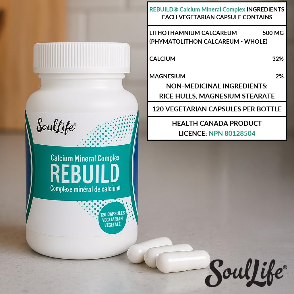 SoulLife Rebuild capsules daily use demonstrates calcium magnesium balance for convenient supplementation.