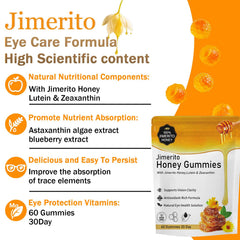 SOULRAZY Jimerito Honey Lutein Gummies ingredients panel showing lutein and zeaxanthin