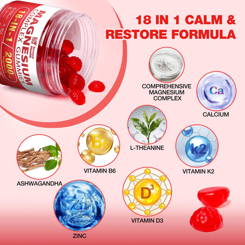Sound Health Plus ashwagandha lemon balm gummies suggest calming support