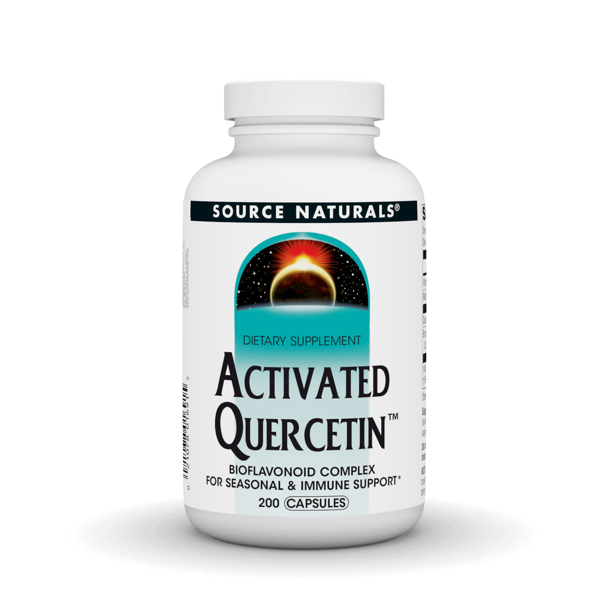 Source Naturals Activated Quercetin bottle with capsules for daily immune and respiratory support.