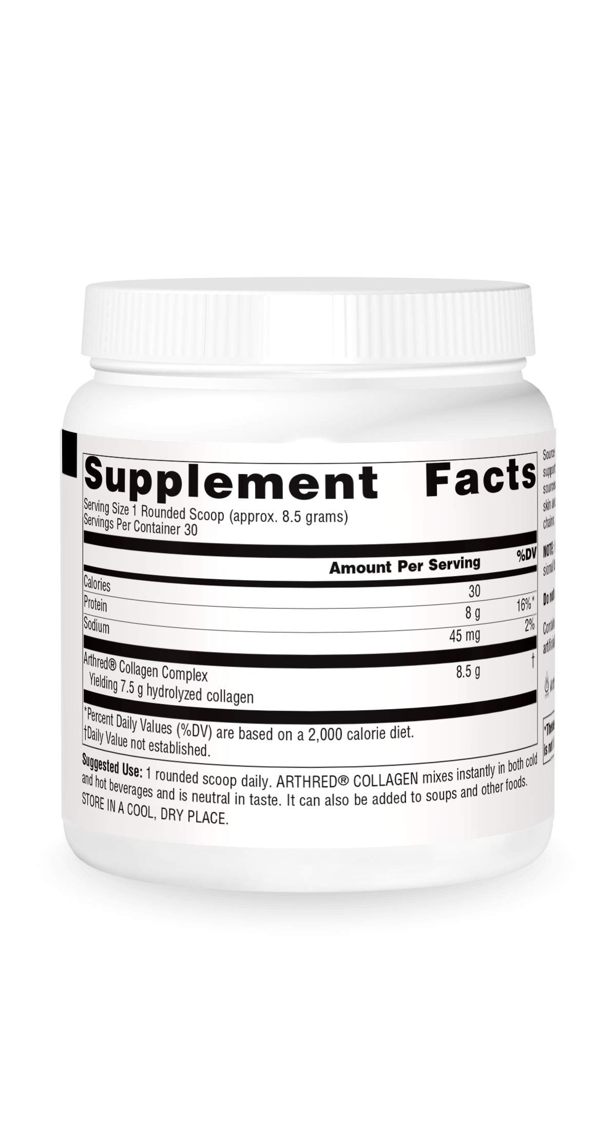 Source Naturals Arthred collagen powder in smoothies; enhances texture while supporting skin and bone health.