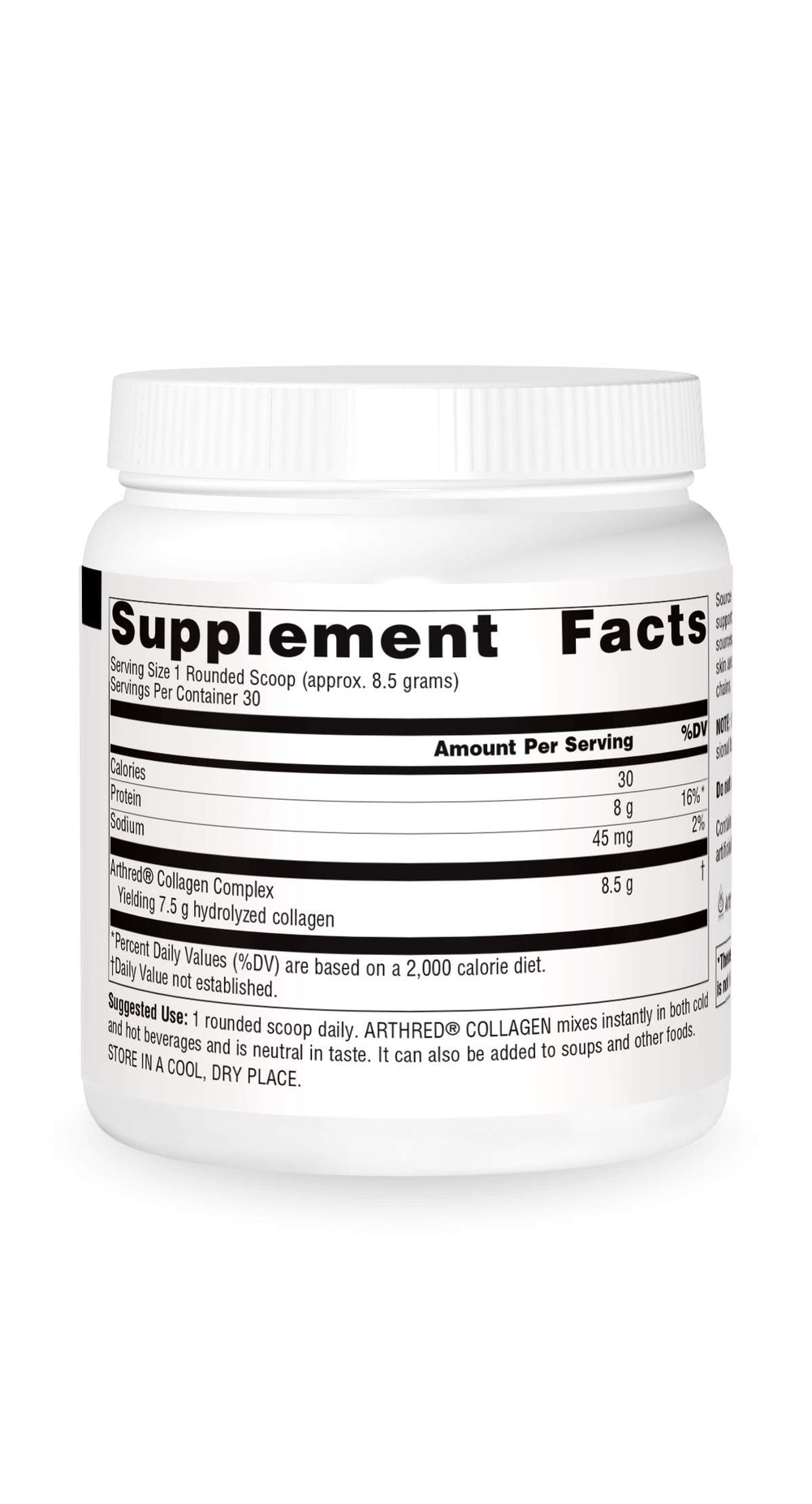Source Naturals Arthred collagen powder in smoothies; enhances texture while supporting skin and bone health.