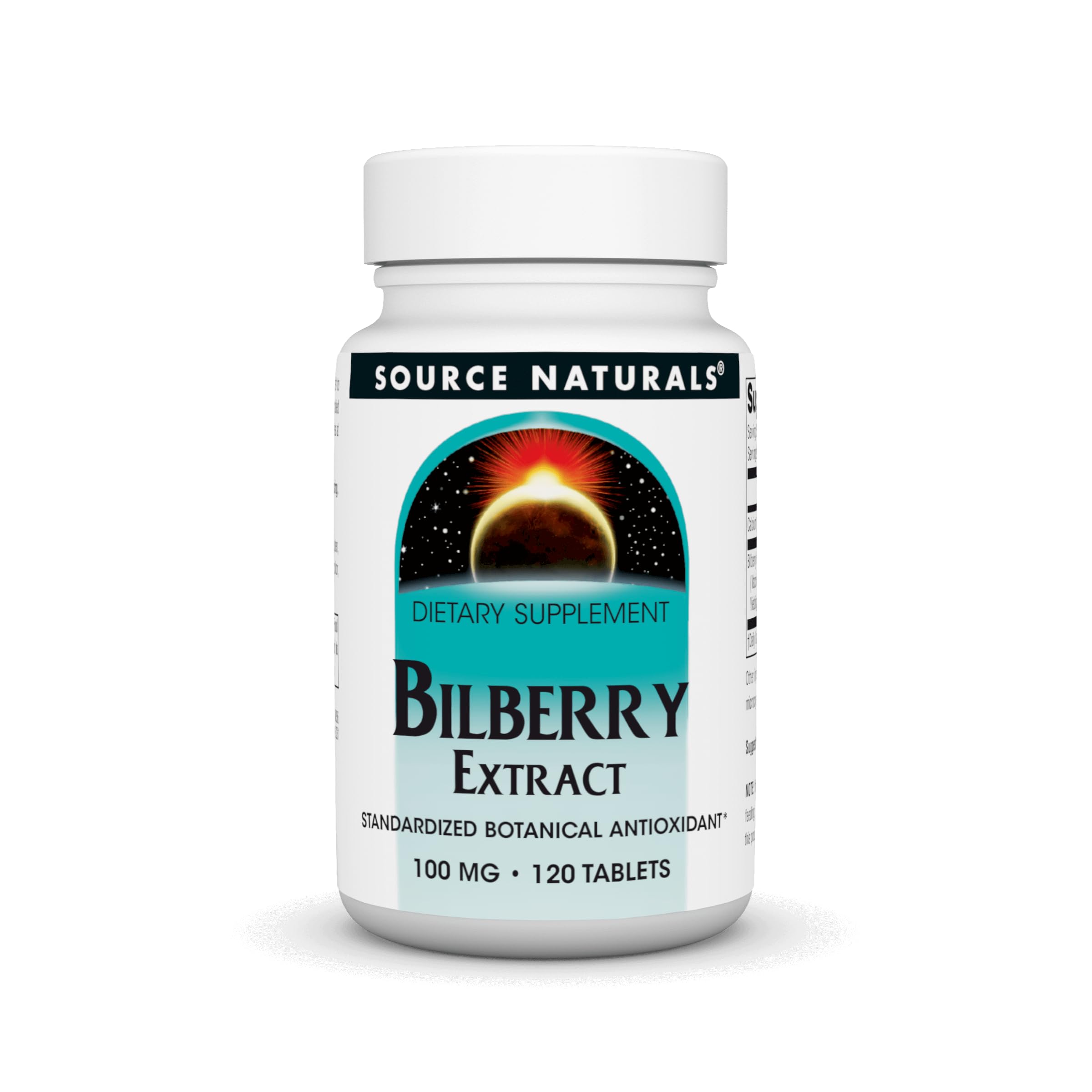 Source Naturals Bilberry Extract tablets bottle for daily antioxidant support.