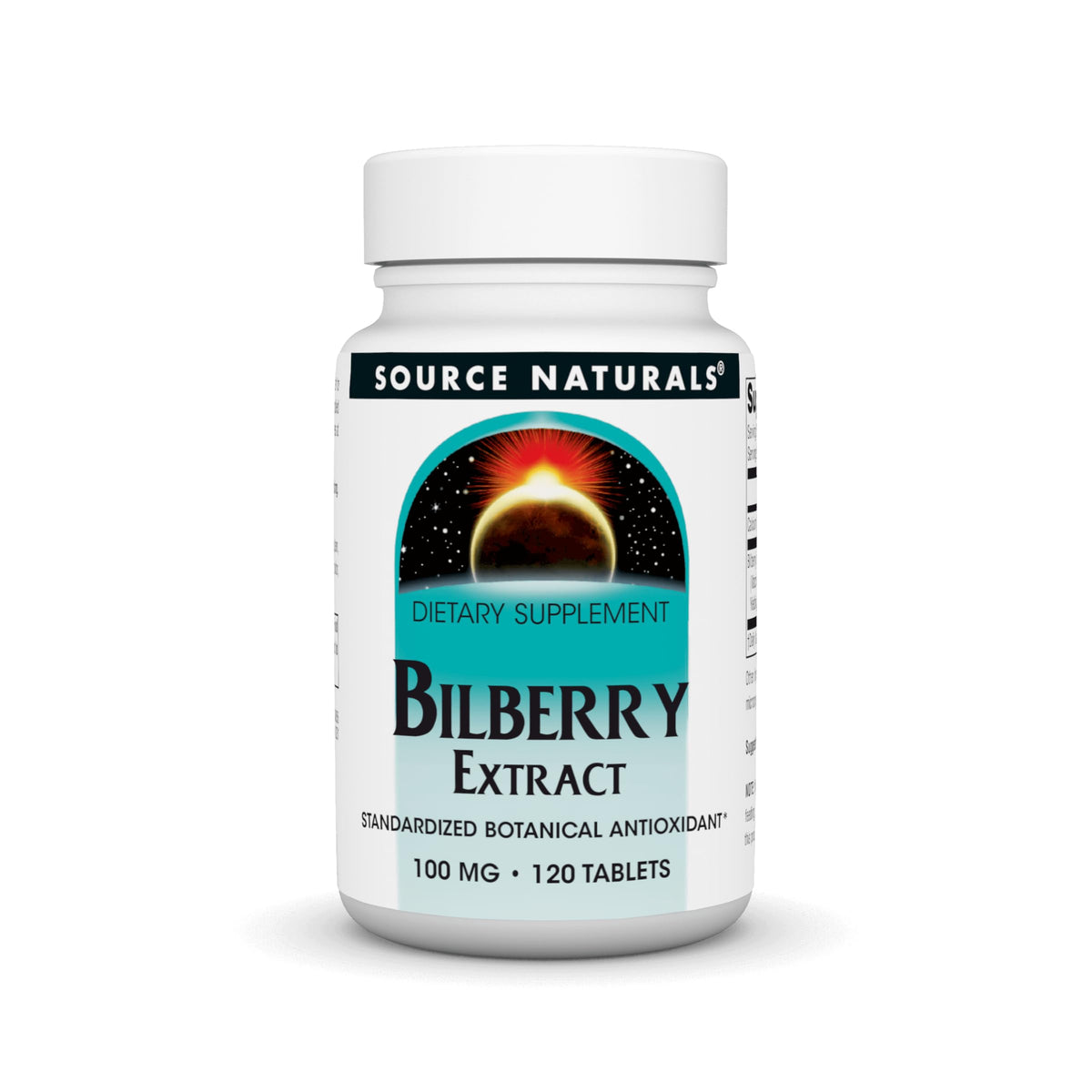 Source Naturals Bilberry Extract tablets bottle for daily antioxidant support.