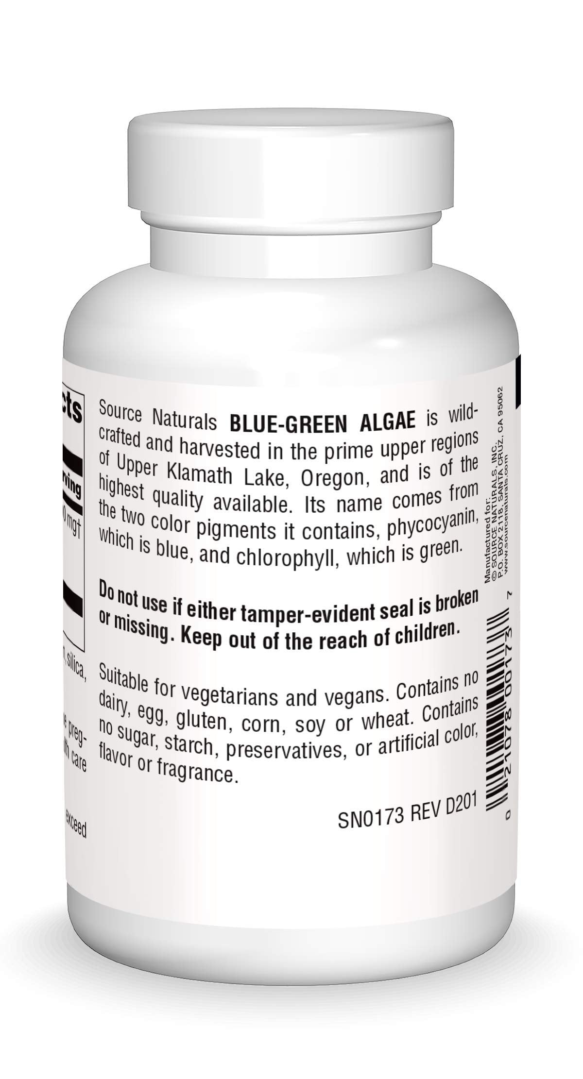 Close-up of Source Naturals Blue Green Algae tablets supporting daily wellness.